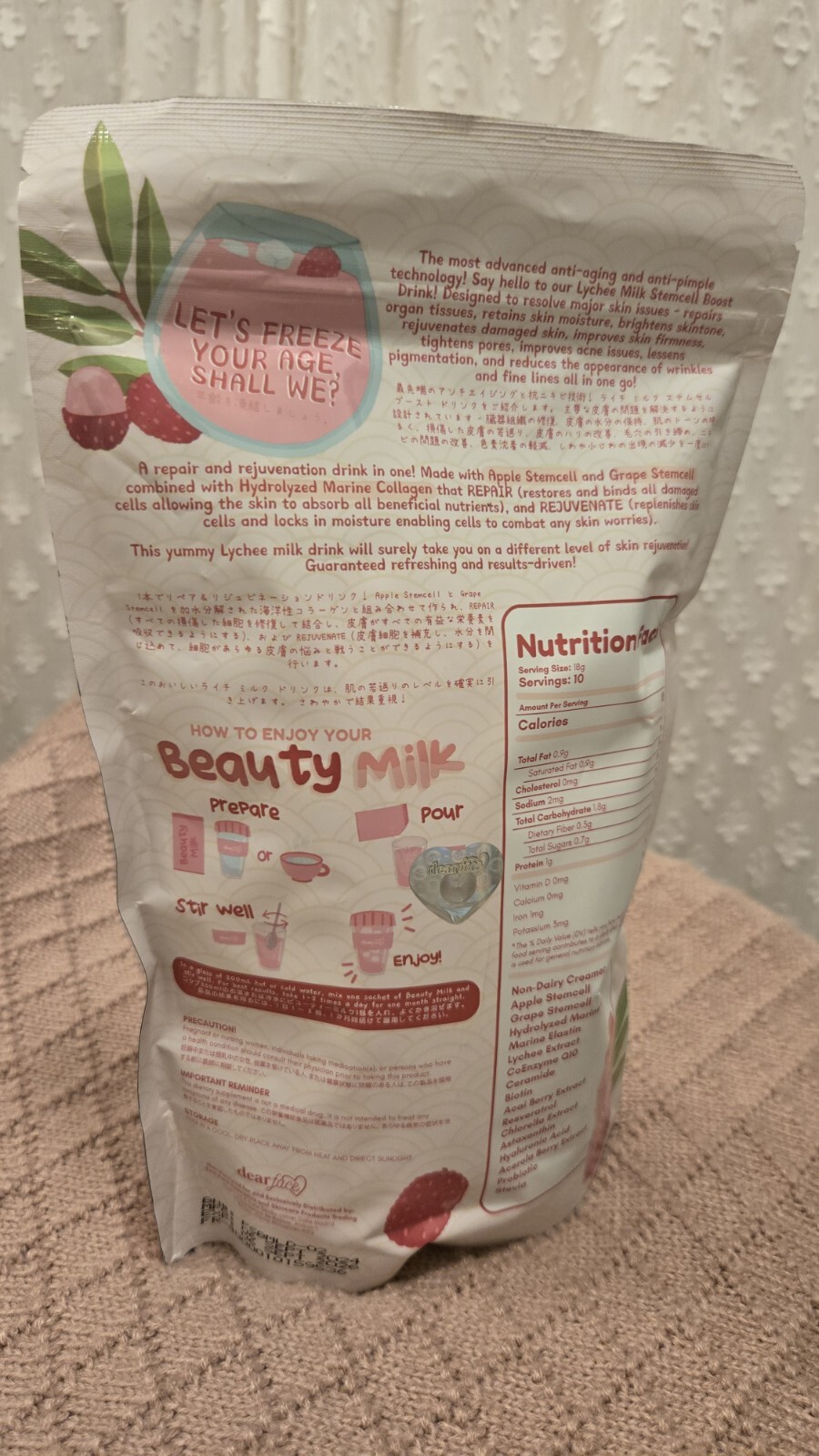 Dear Face Beauty Milk Premium Japanese Lychee Swiss Stemcell Drink 50,000mg