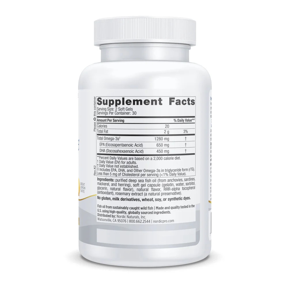 Nordic Naturals ProOmega Soft Gels – Concentrated Omega-3 Fish Oil, 60 Count