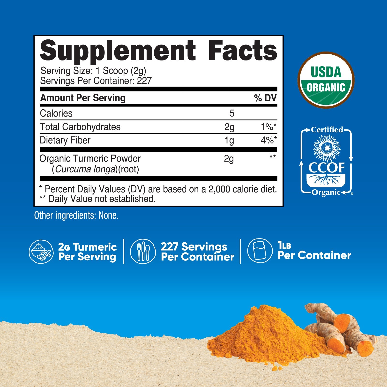 Nutricost Organic Turmeric Powder 1 LB (16oz) – Food Grade, Gluten Free, Non-GMO
