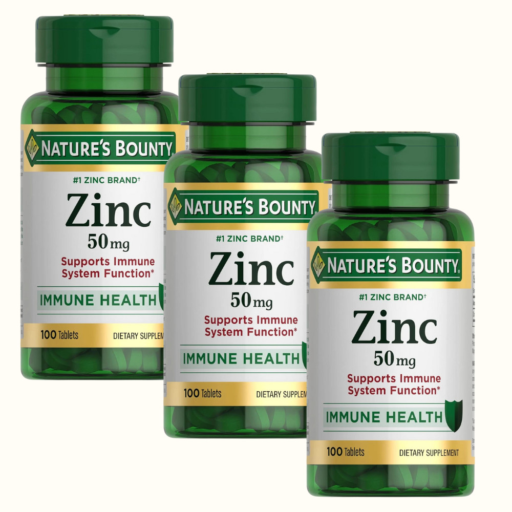 3 PACK Nature’s Bounty Zinc 50 mg Immunity – 100 Caplets EXP 02/26