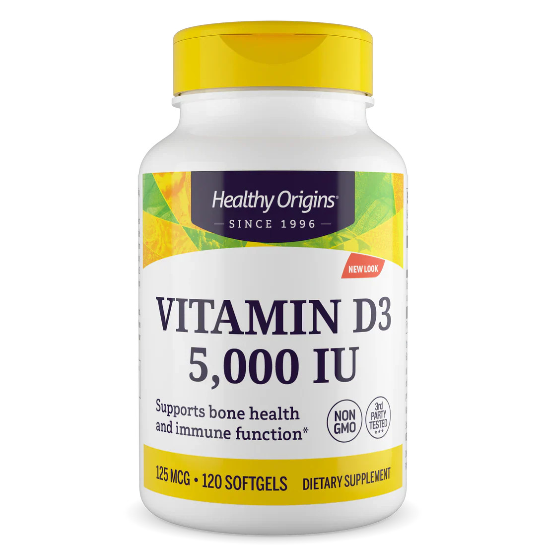 Healthy Origins Vitamin D3 (with MCT Oil) 5,000 IU (125 mcg) | 120 Softgels
