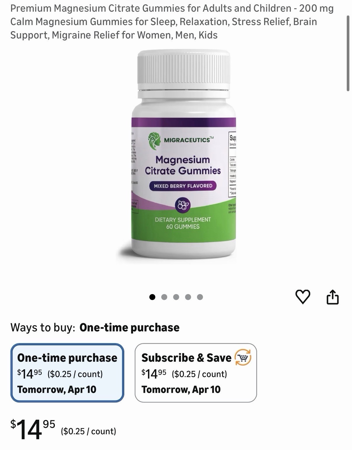 Migraceutics Magnesium Citrate Gummies 200mg Mixed Berry Gluten-Free 60ct