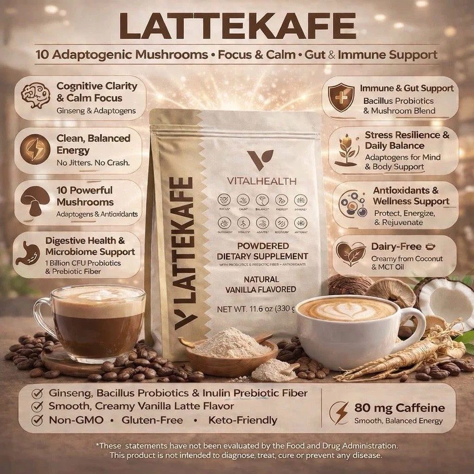 VITAL HEALTH LATTEKAFFE COFFEE 11.6 OZ | FREE SHIPPING DEAL | LIMITED FRESH DEAL