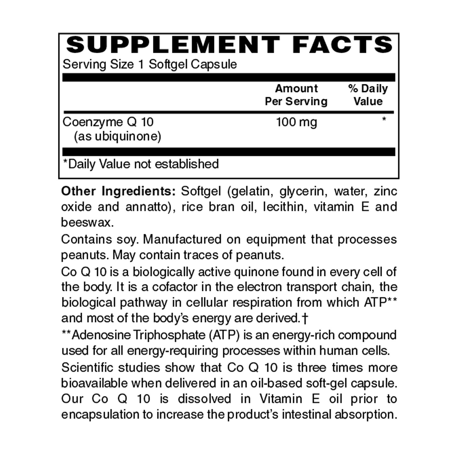Holly Hill Health Foods, CoEnzyme Q10 100 MG, 60 Softgels
