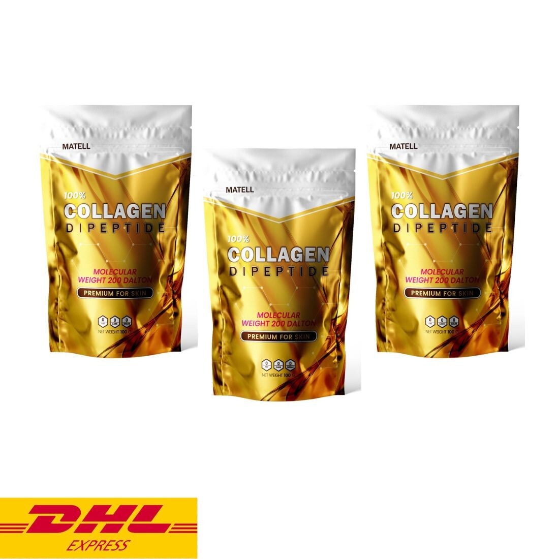 3x Matell Collagen Dipeptide 100% Powder Drink Premium Skin Unflavored 100 g