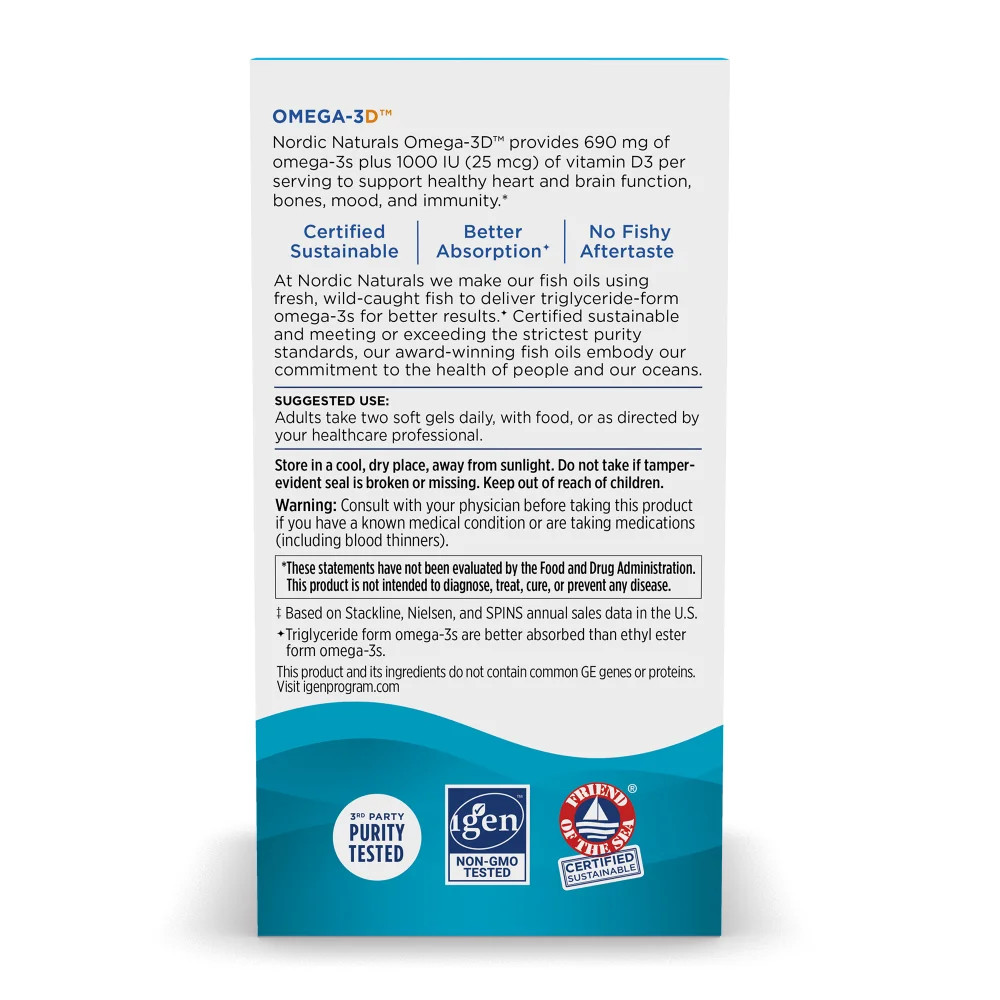 Nordic Naturals Omega-3D Lemon – Cognition, Immune, Cardiovascular & Bone Health
