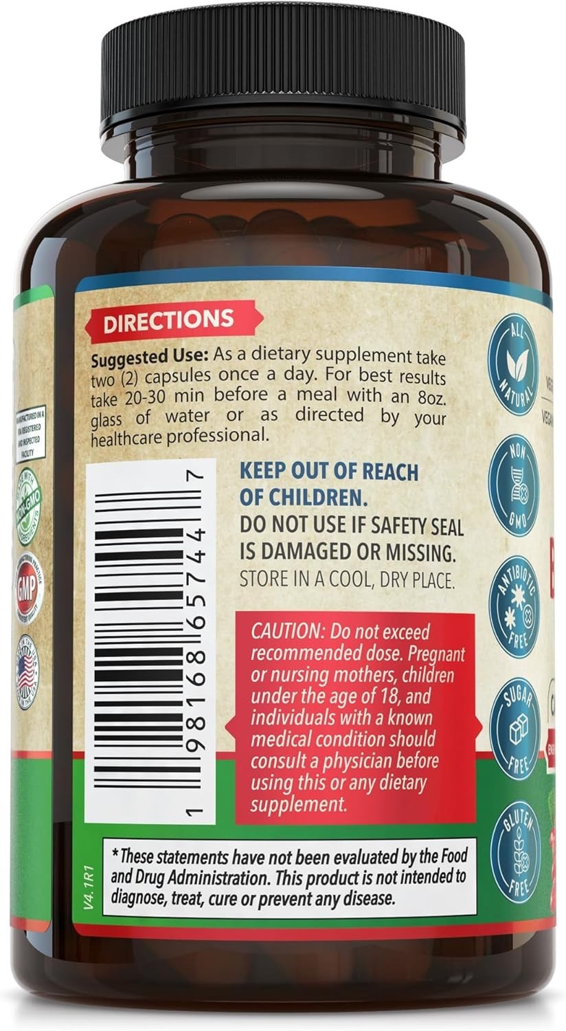 1200mg Berberine Herbal Health Capsules (60 Caps) exp:11/28