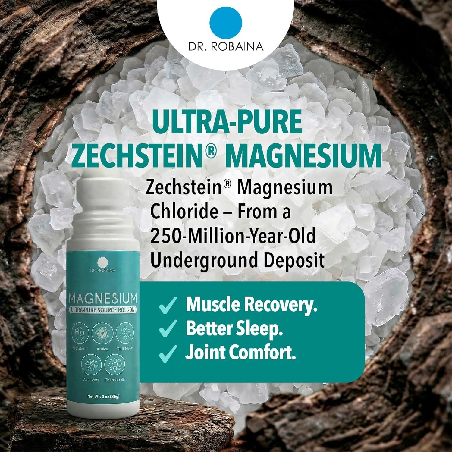 Dr. Robaina Magnesium Roll On Zechstein Magnesium Chloride with Arnica & OptiMSM