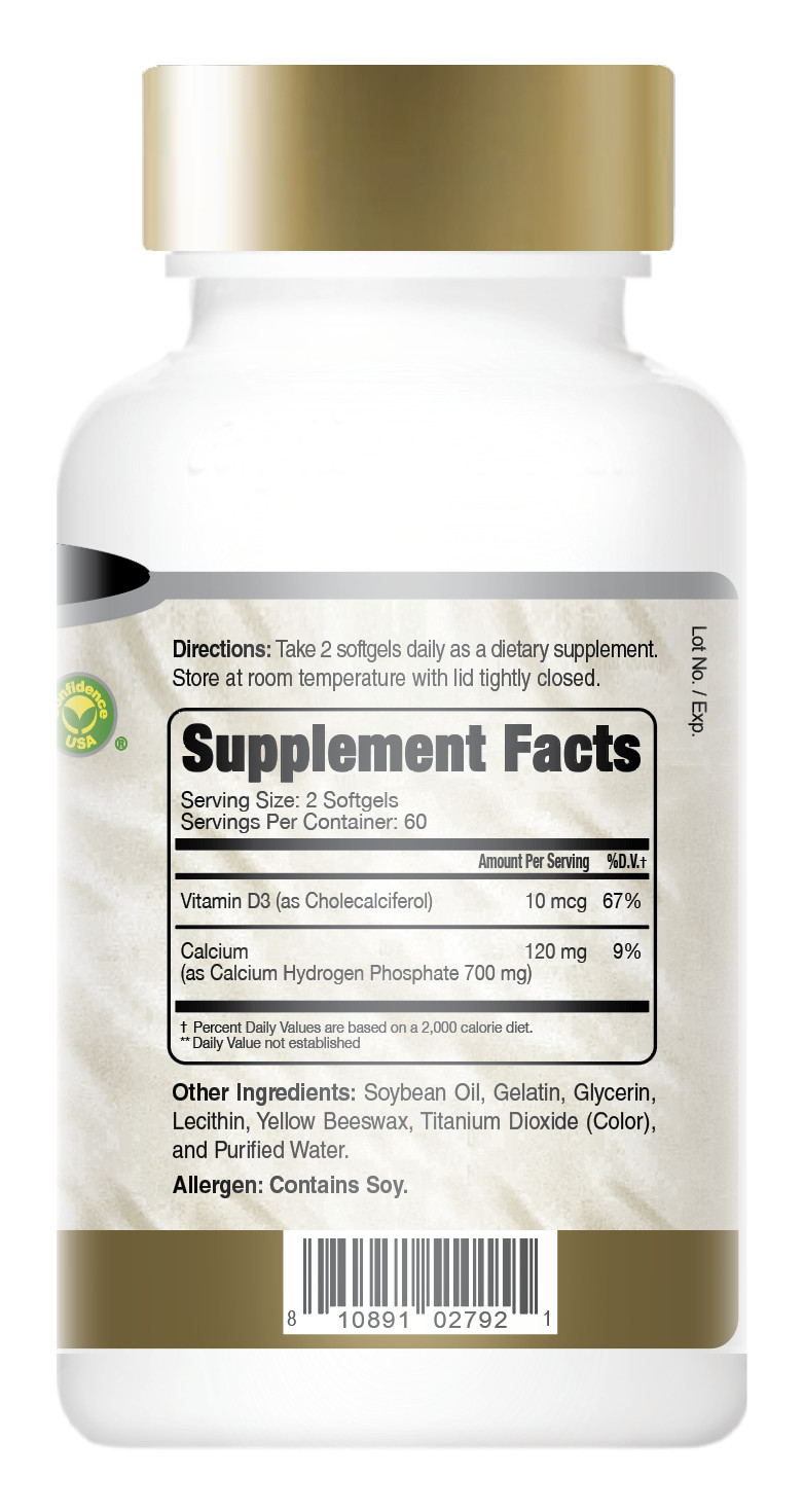 Confidence USA Mil-Gel® 120 Softgels – Calcium + Vitamin D3 for Bone Health
