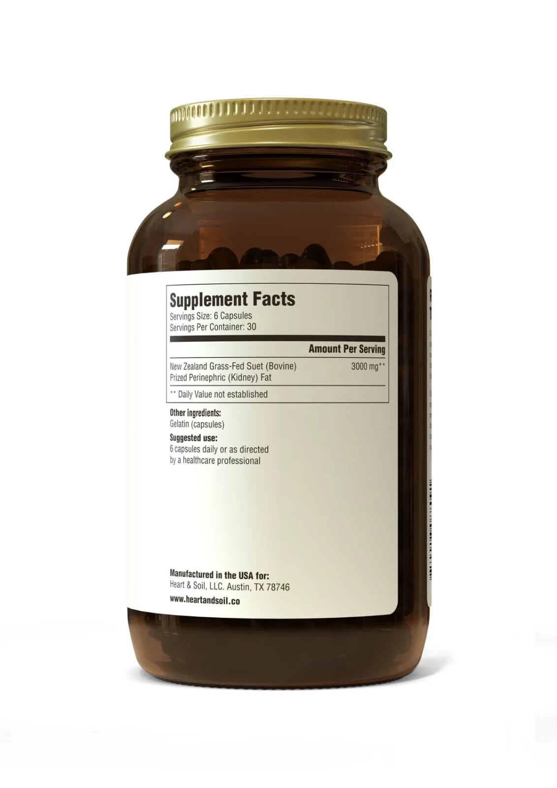 Heart & Soil Fire Starter High Stearic Acid 500mg 180 Capsules