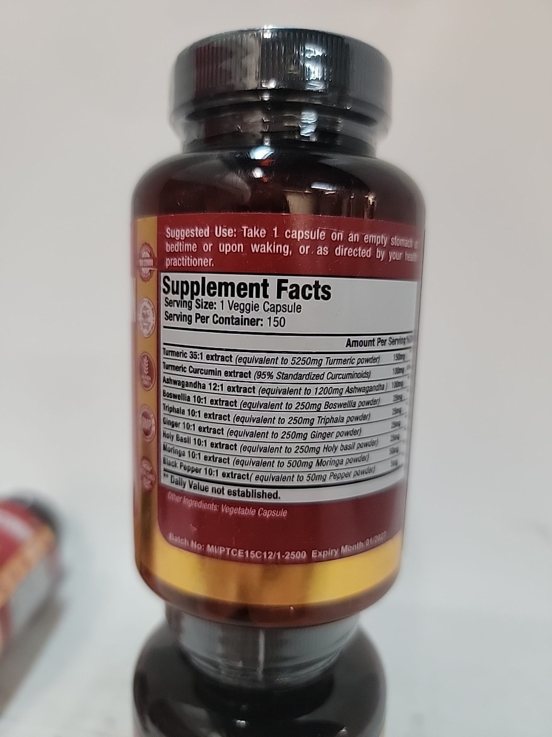 4x Turmeric Curcumin with Ashwagandha, Moringa, Ginger 150ct Exp1/27