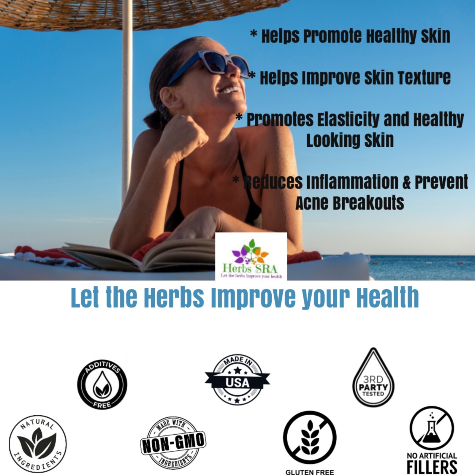 VITAMINS A, E, C, D3 5000 UI, K2, B3, B7, B9, 120 Cap. strong Skin, Hair, Nails.