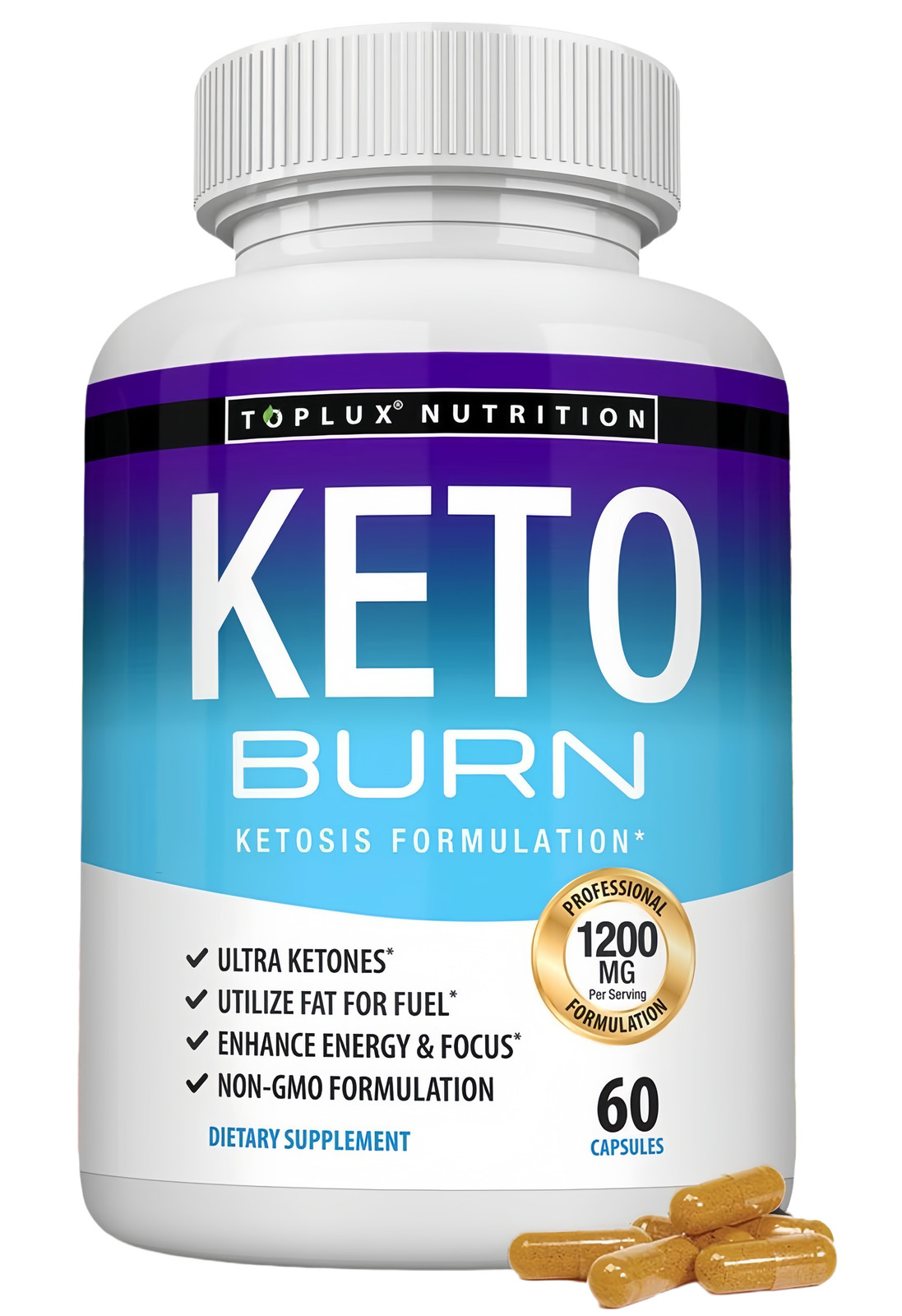Keto Diet Support Supplement Energy & Focus Capsules 120 Count 2 Bottles
