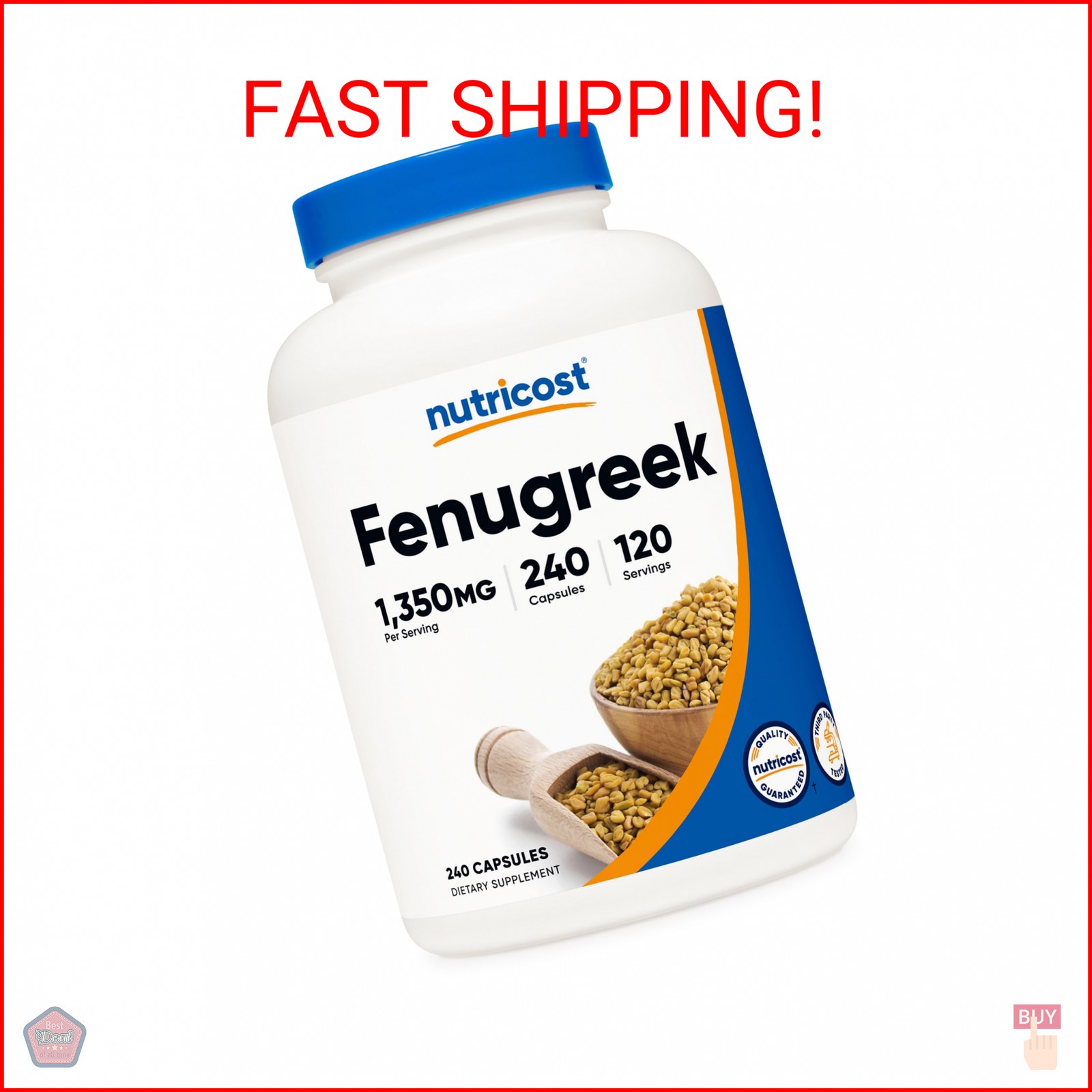Nutricost Fenugreek Seed 1350mg, 240 Capsules – Gluten Free, Non-GMO, 675mg Per