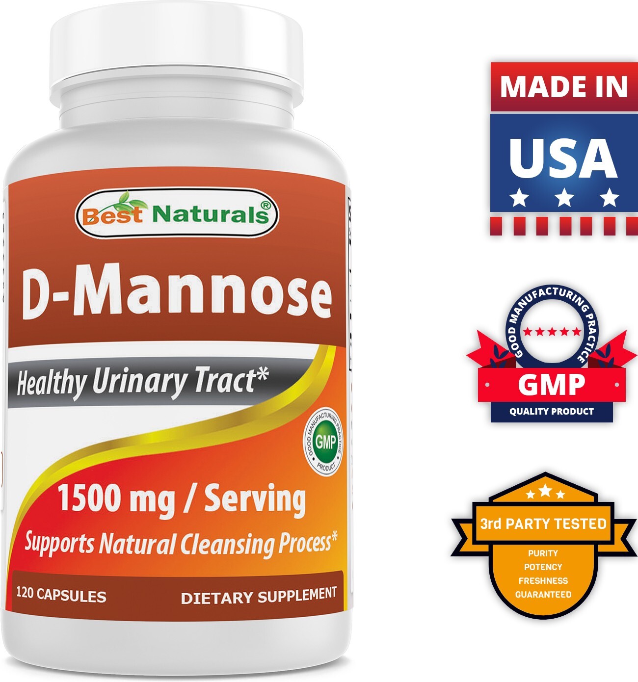 Best Naturals D-Mannose 1500 mg 120 Capsules