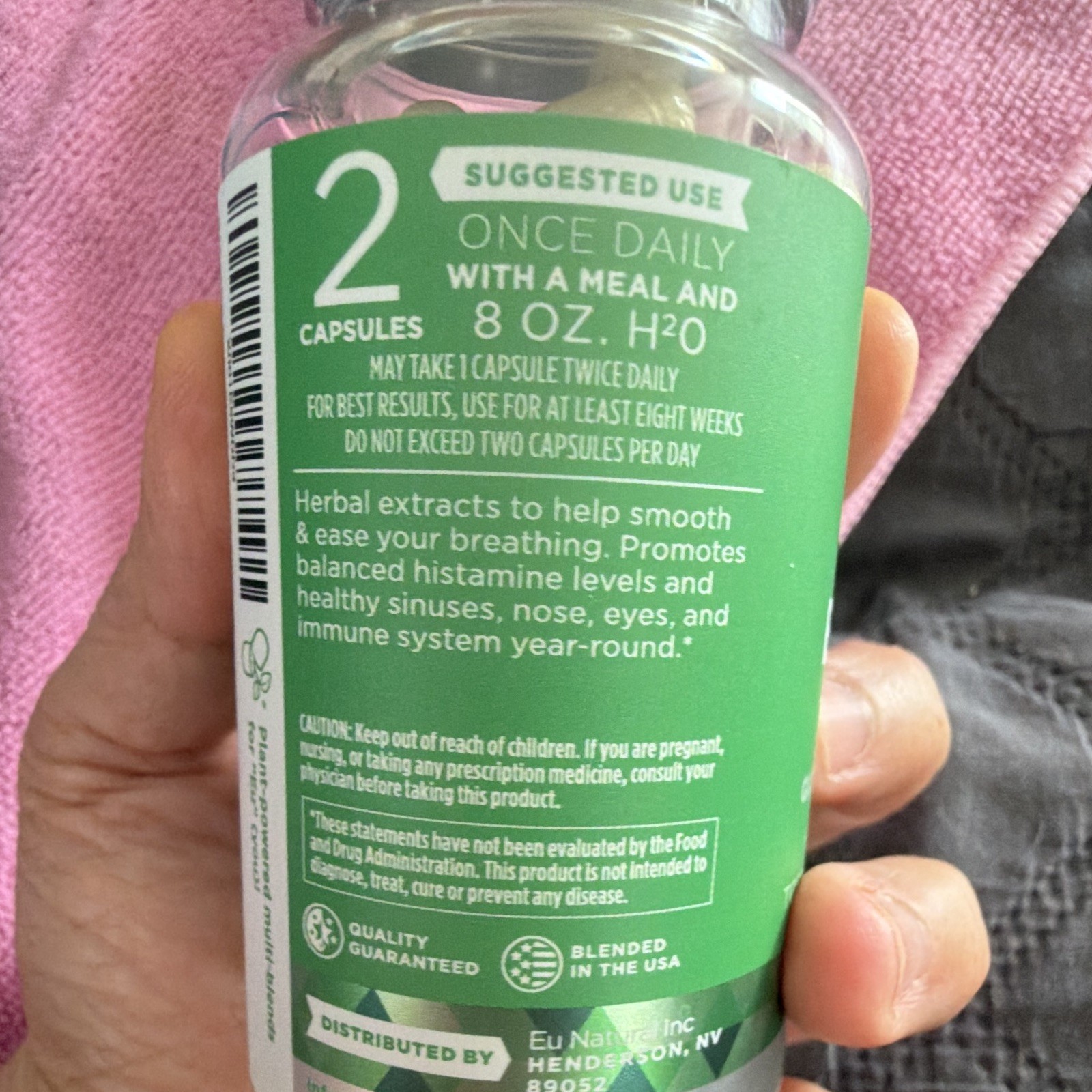 Eu Natural Breathe Ease Quercetin & Nettle Leaf 60 Caps Exp 06/2027
