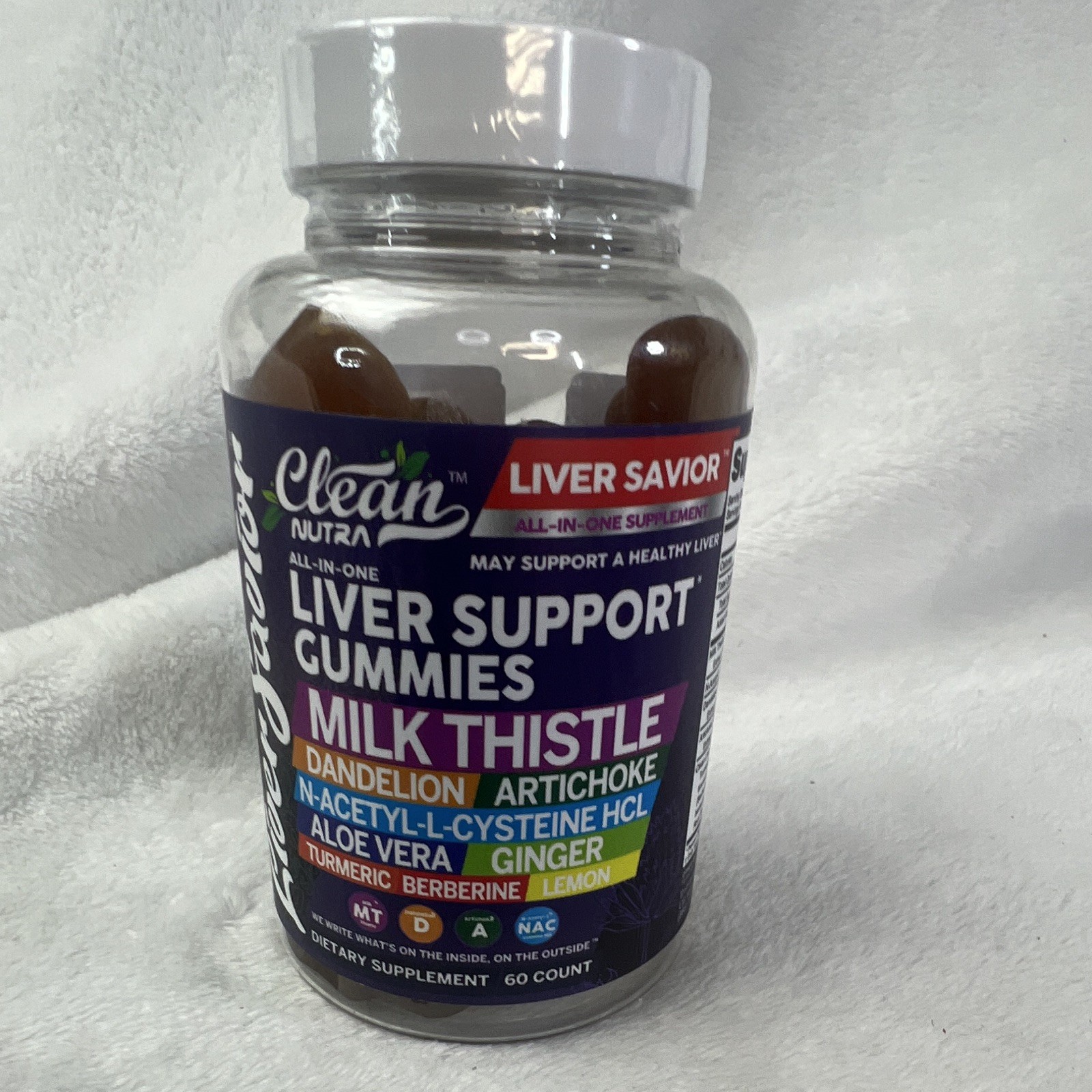 Clean Nutra Liver Savior Liver Support Gummies Milk Thistle NAC Lemon 60 Count