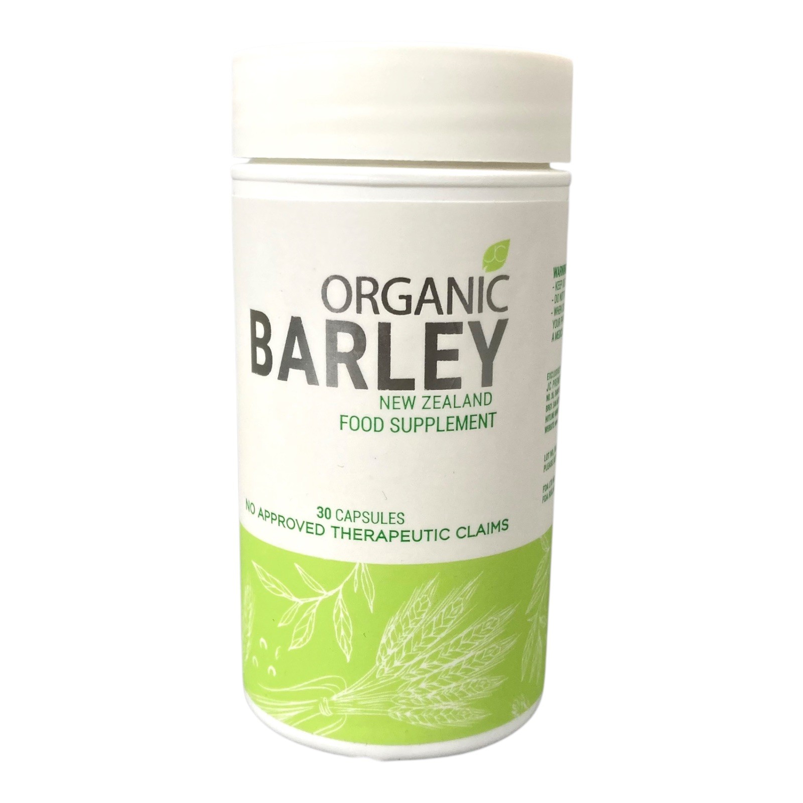 JC PURE Organic BARLEY Capsules from New Zealand NEW in Pkg.