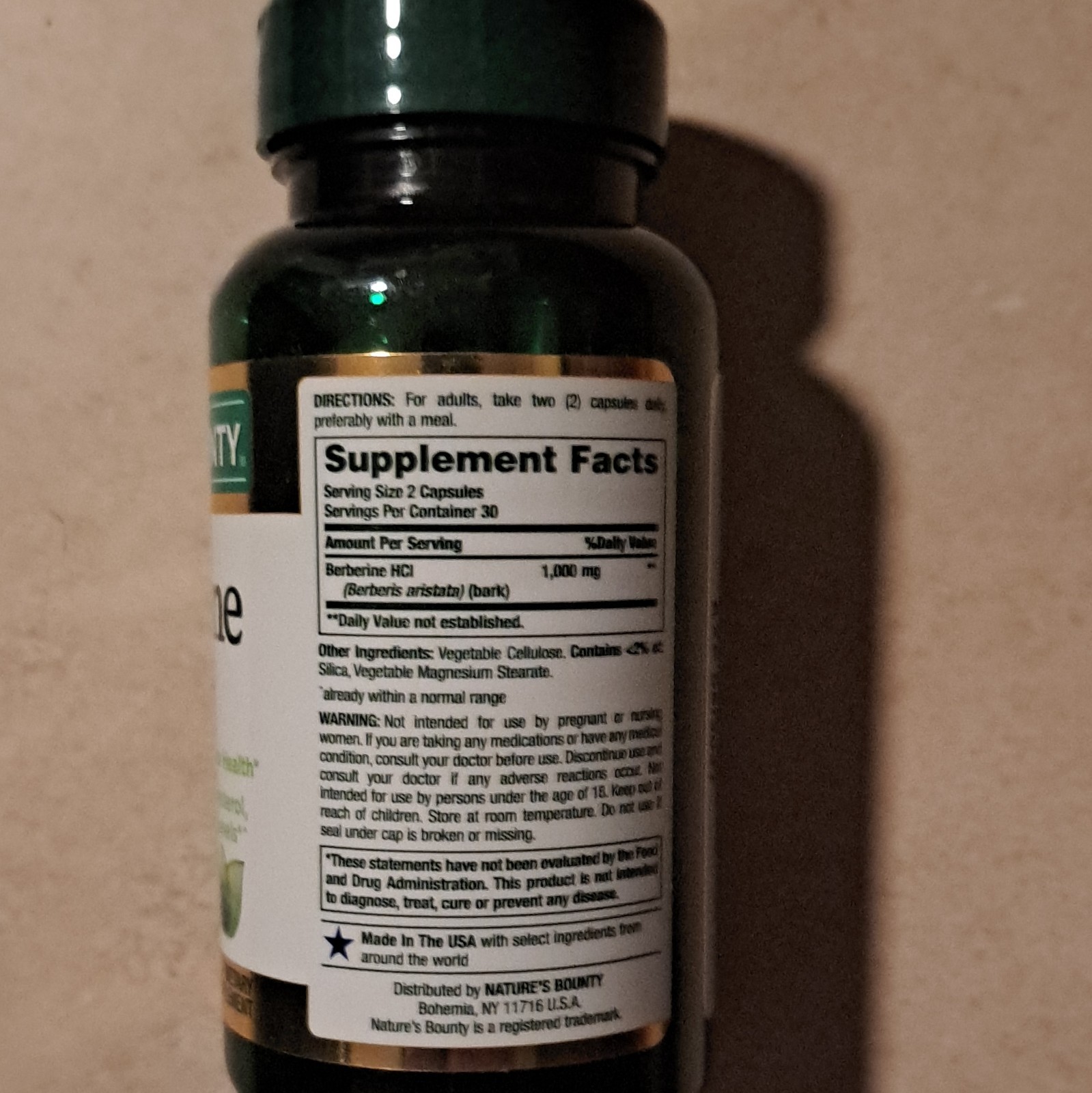 Nature’s Bounty Berberine HCl 1000mg 60 Count Non-GMO Vegetarian exp. 06/2027