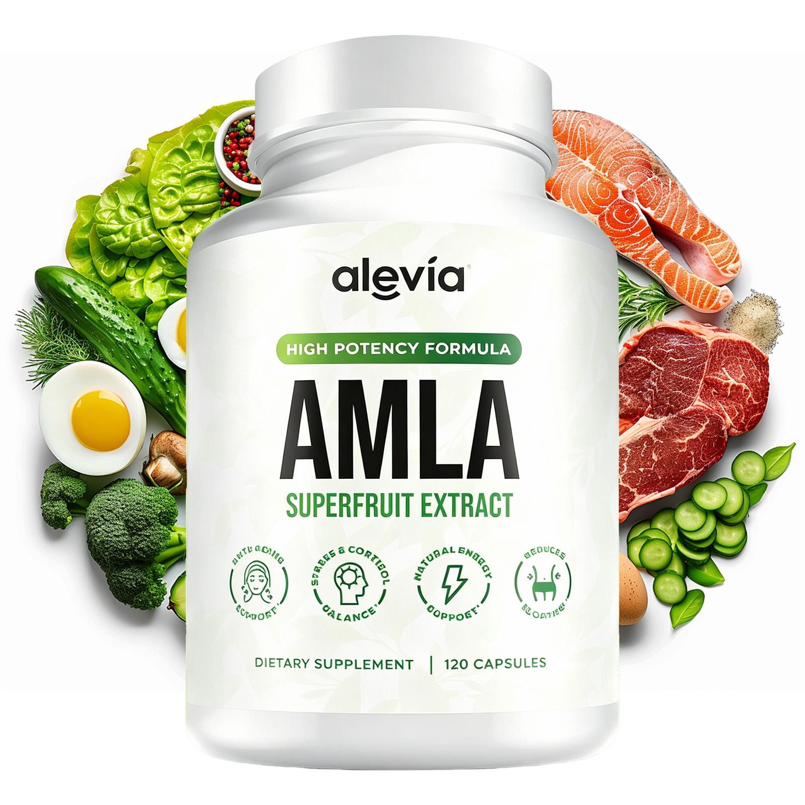 Alevia pure Amla Capsules – 1000mg Indian Gooseberry Supplement 120 ct *1-3