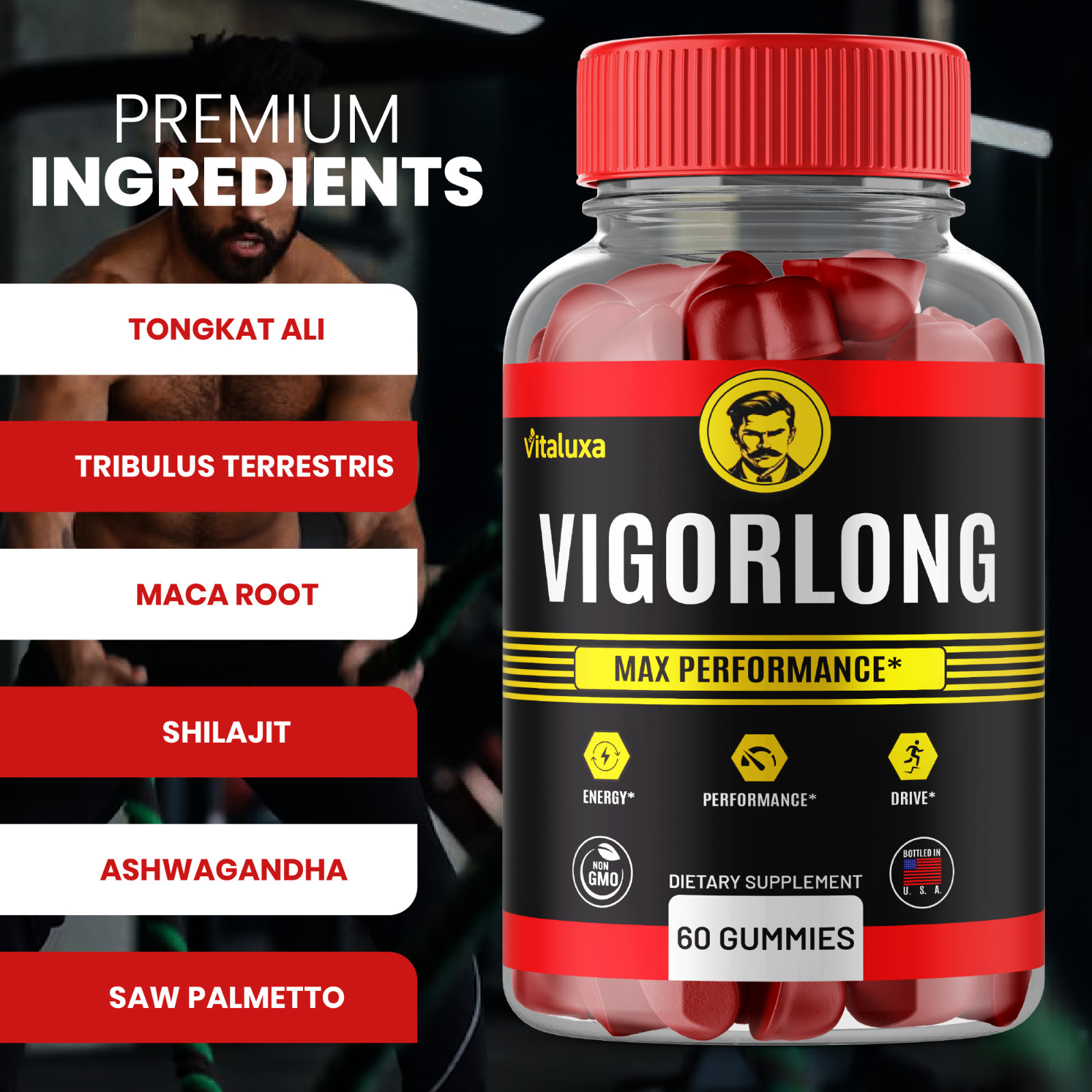 (5 Pack) VigorLong Male Gummies, Vigor Long Advanced Men Performance (300 ct)