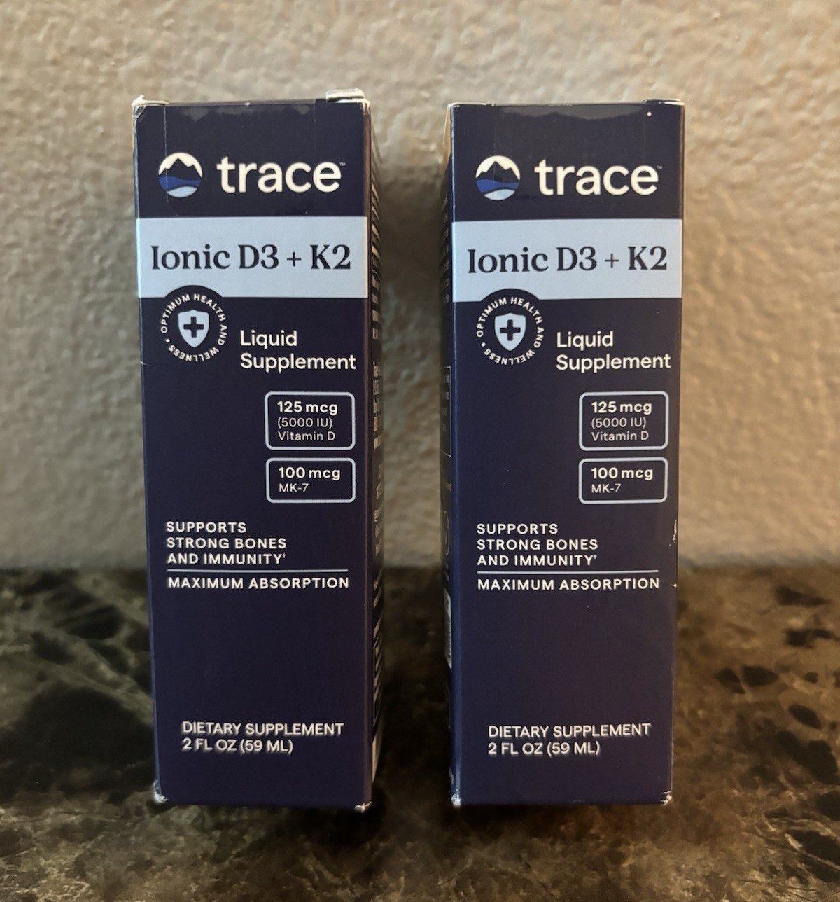 Trace Ionic Vitamin D3 + K2 MK-7 Drops 5000 IU/100 mcg 2 fl oz Lot 2