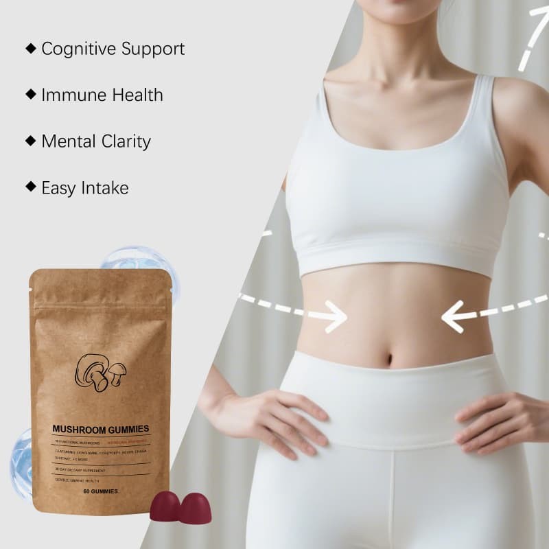 10-in-1 Vegan 60pcs Lion’s Mane Reishi Chaga Complex, Mushroom Gummies,