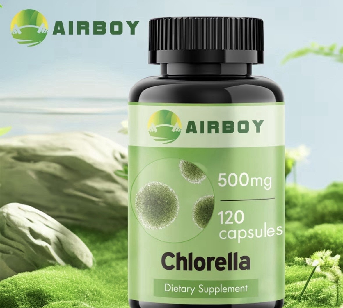 AIRBOY Chlorella 500mg 120 Capsules Antioxidant Dietary Supplement