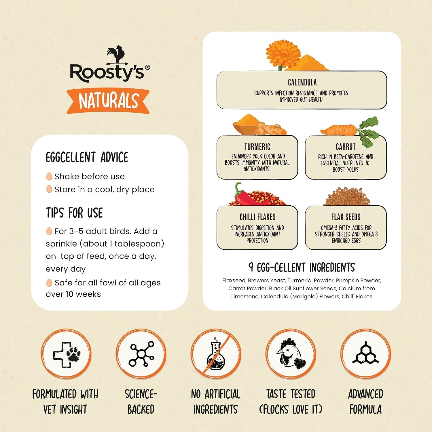 Roosty’s Naturals Gold Dust -Daily Egg Booster – 1 lb Bag