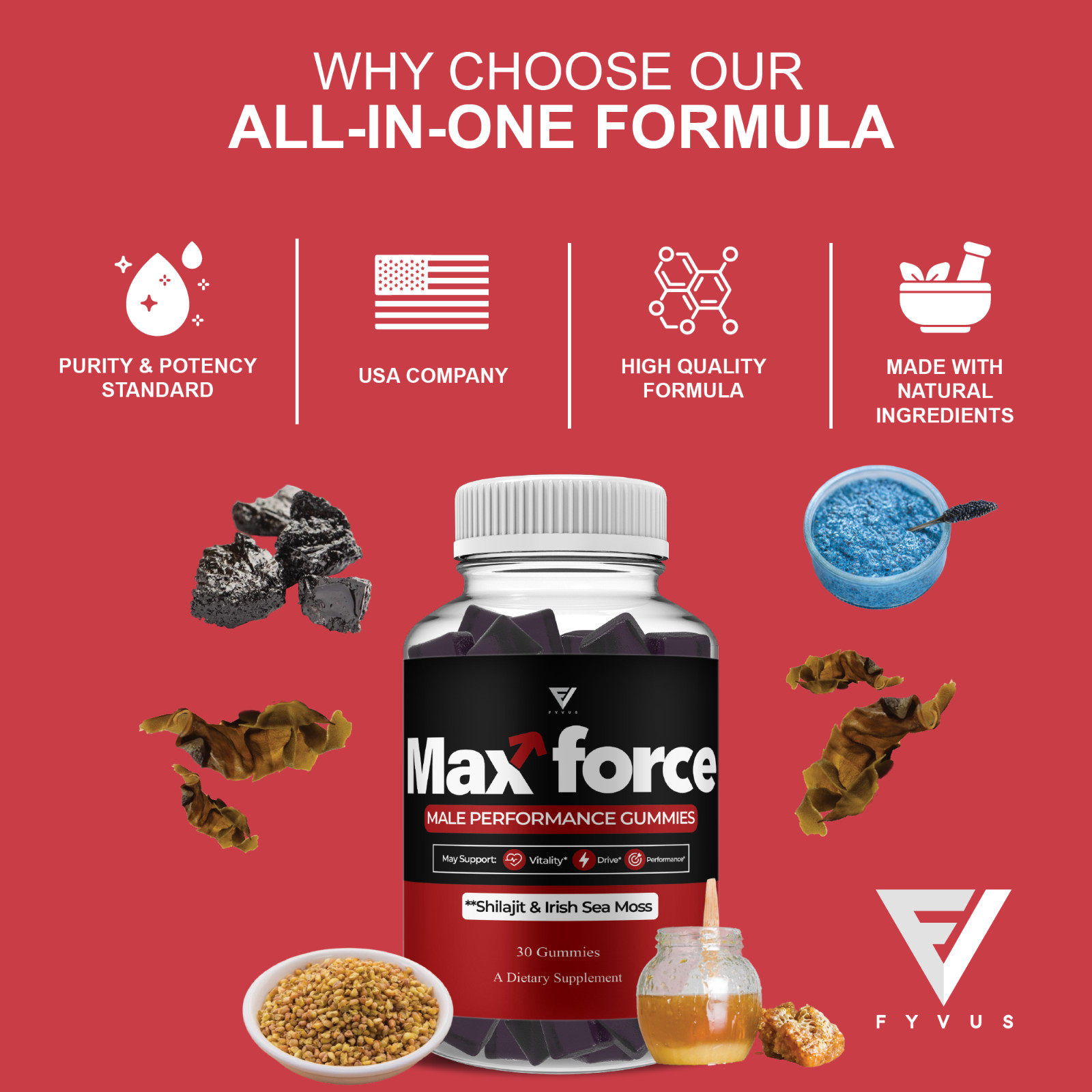 Max Force Male Gummies, MaxForce Performance Supplement (30 Gummies)