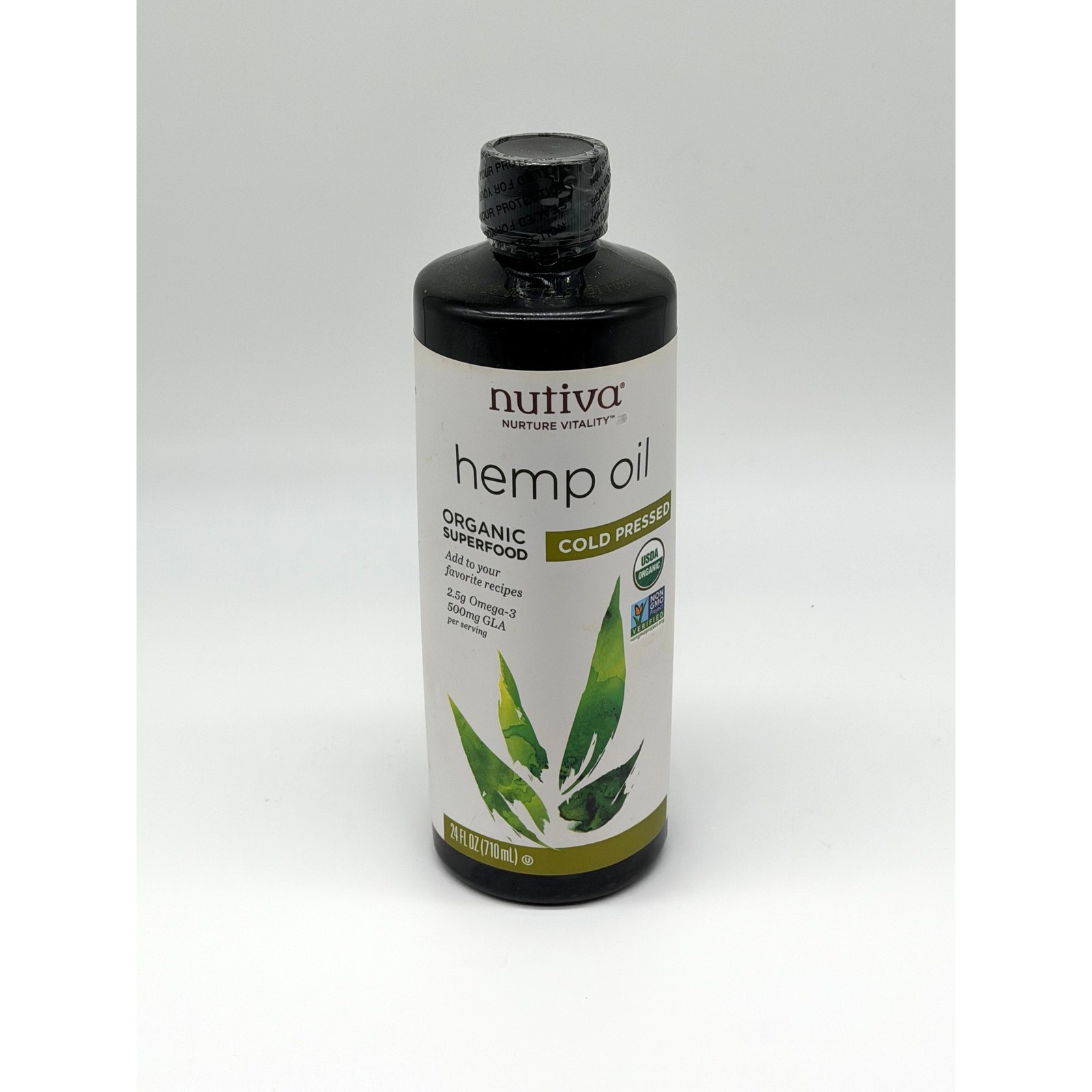 Nutiva Organic Cold Pressed Hemp Oil 24oz Non GMO Vegan Superfood Sealed