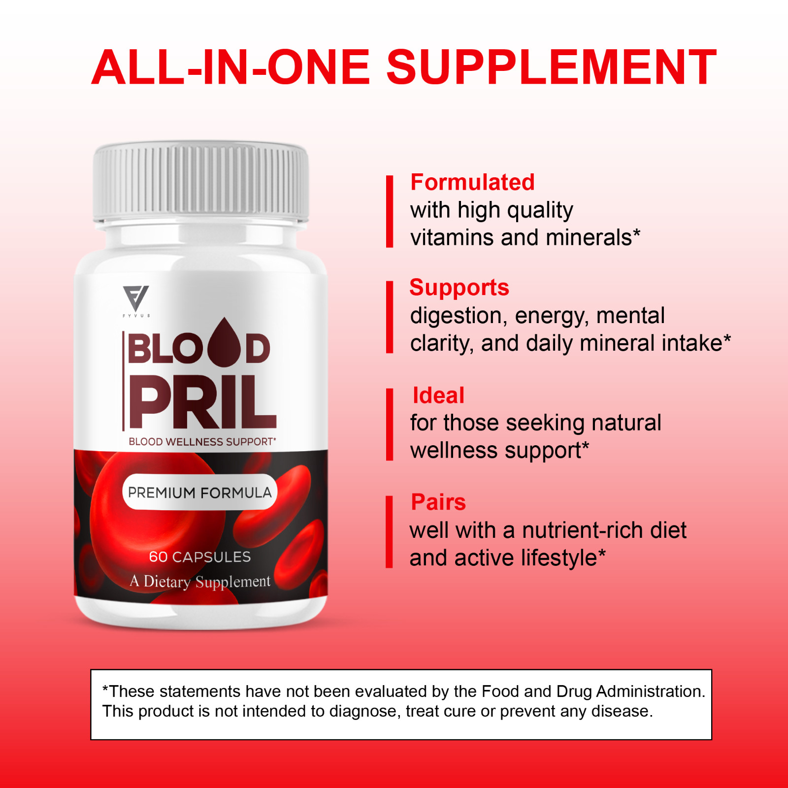 (3 Pack) Blood Pril Blood Health Pills, BloodPril Premium Support (180 Capsules)