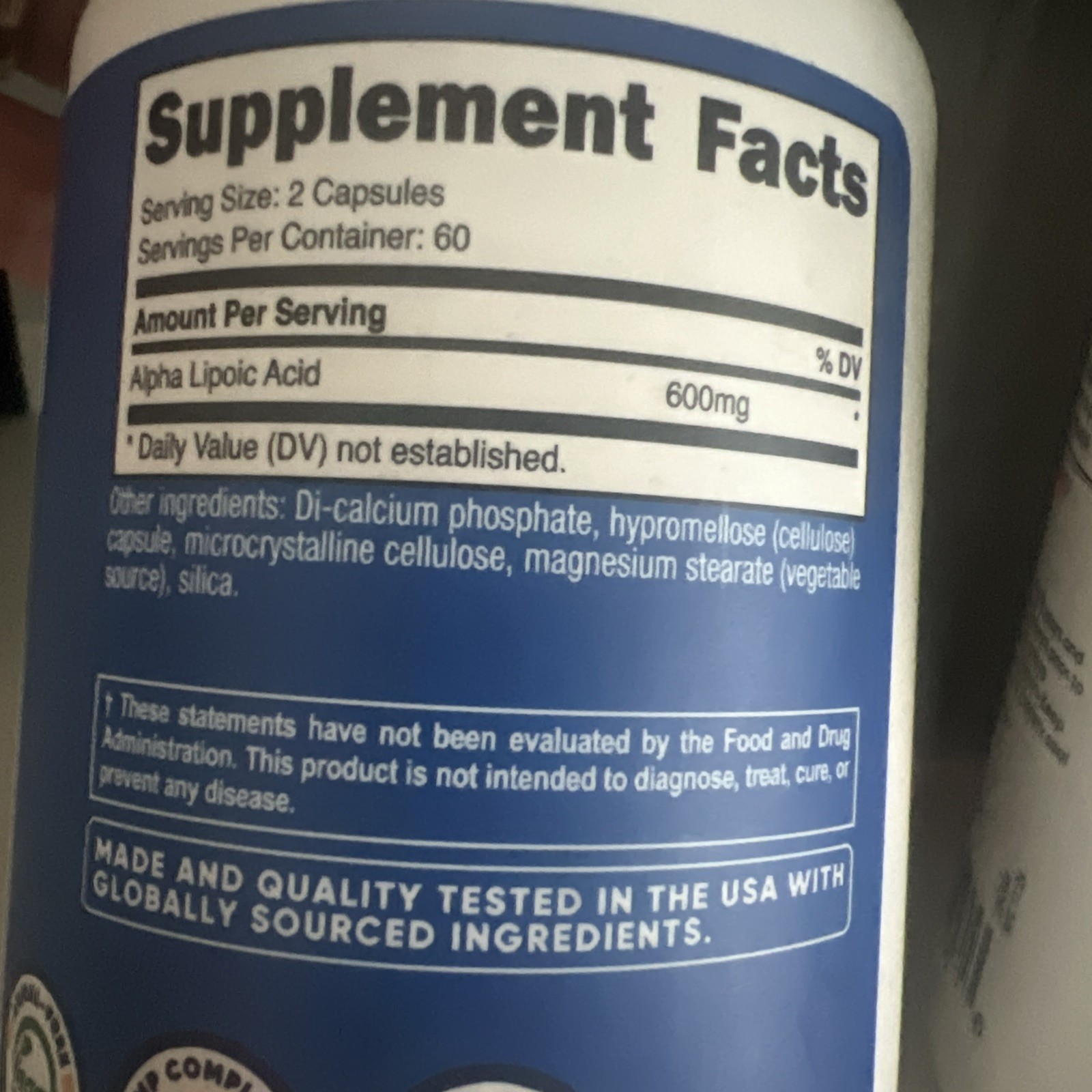 2 Pack Alpha Lipoic Acid 600mg 240 Capsules Energy Antioxidant Fast USA