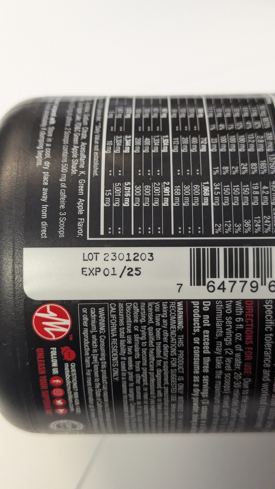 Green Apple ESP Extreme Pre-Workout by Metabolic – PAST DATE – SEE PICTURES