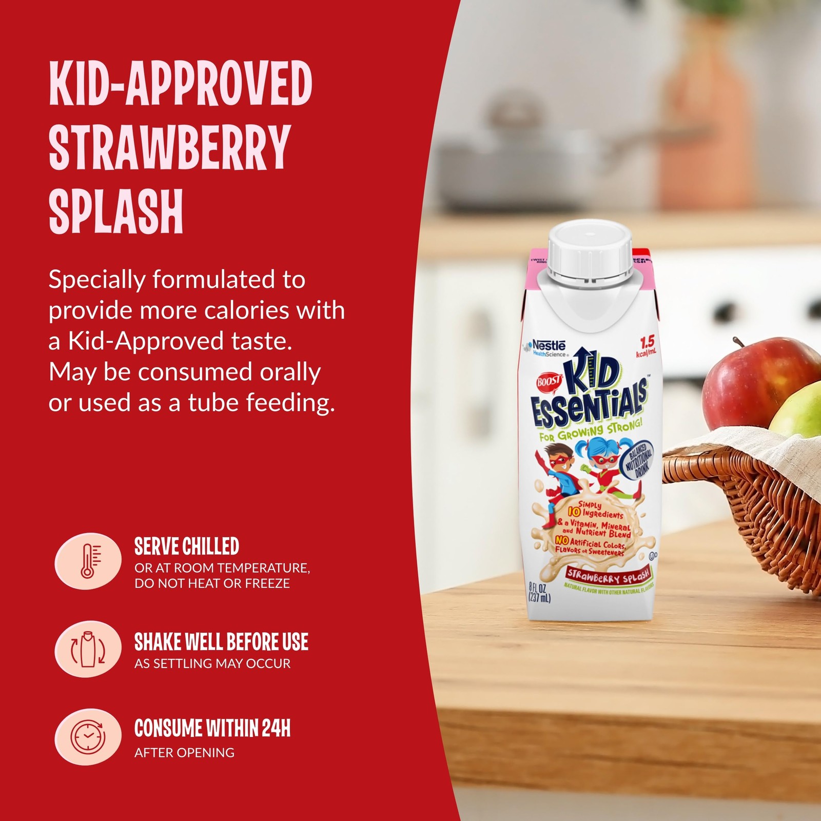 Boost Kid Essentials 1.5 Strawberry Splash 8 Fl Oz Pack Of 24