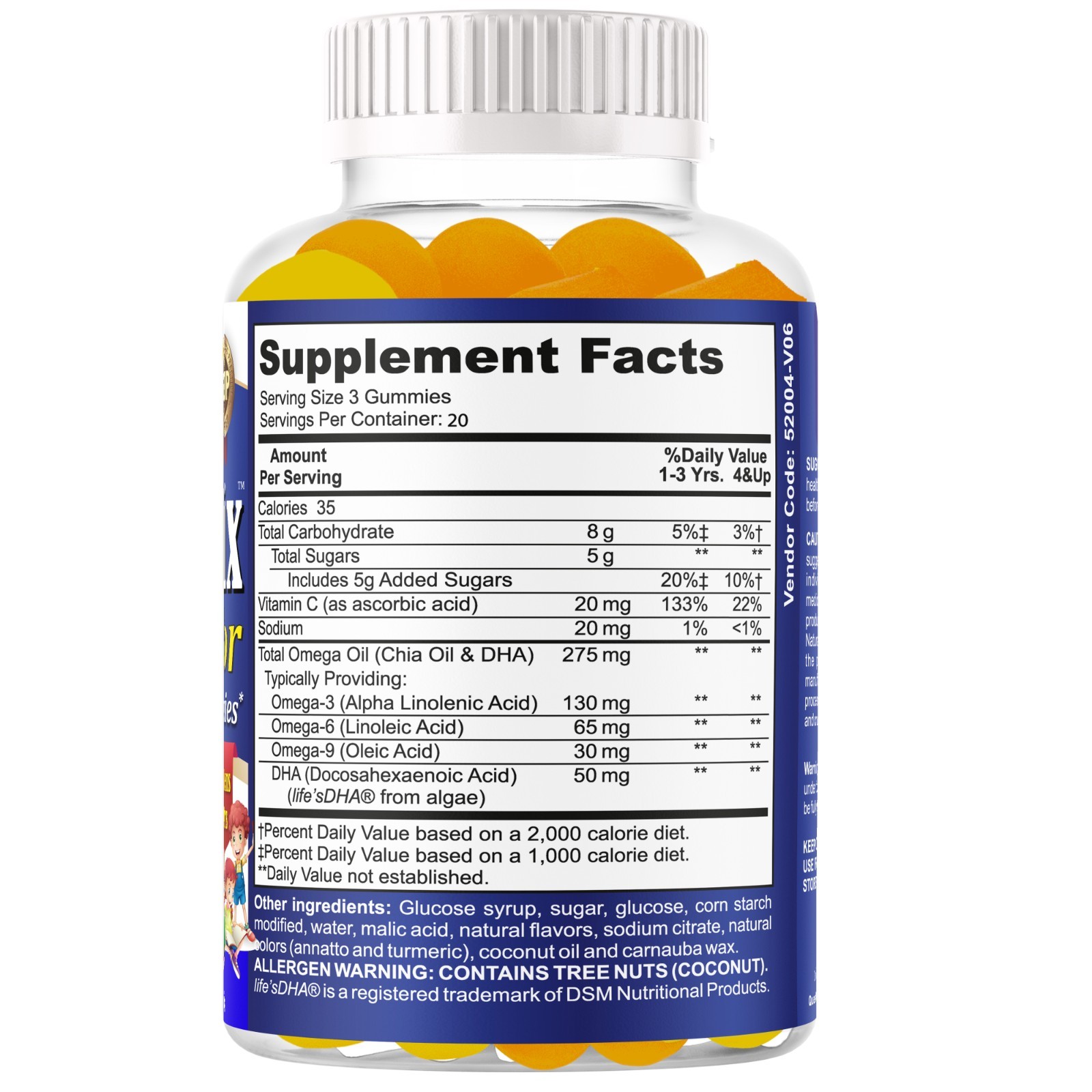 Brain Booster Focus Kids &Teens Gummies, Omega 3 DHA Memory Supplement 60Ct