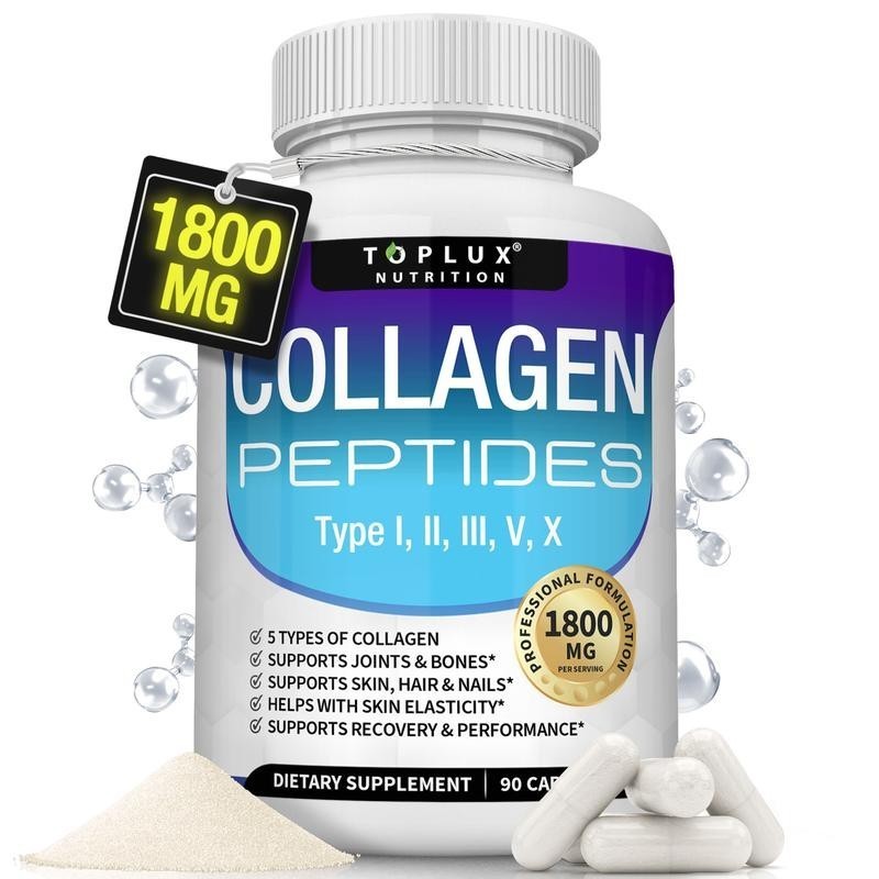Collagen Peptide 5-Compound Complex 1800mg Dietary Supplement to Support Beauty