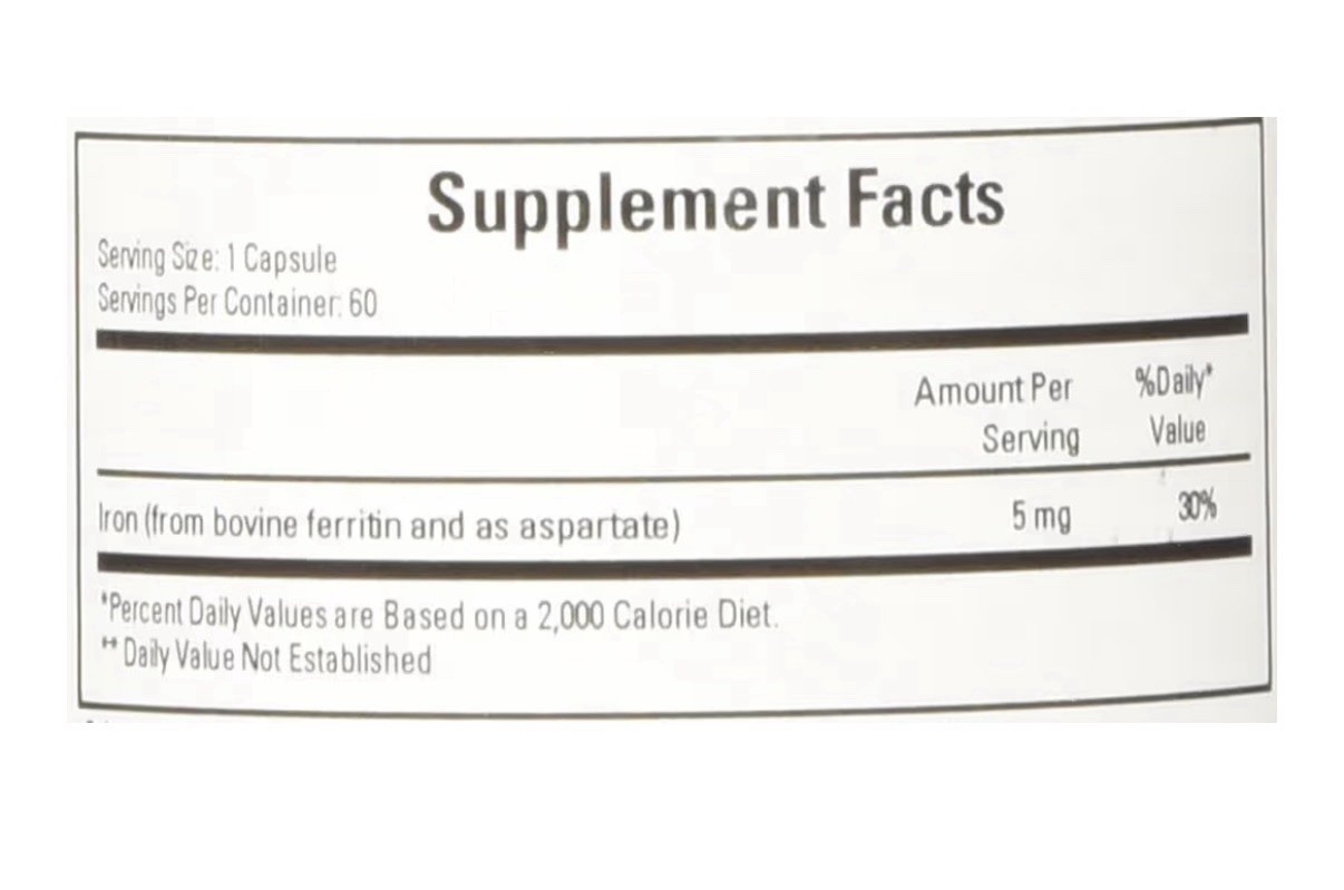 Cardiovascular Research Ferritin 5 mg Bioavailable Iron 60 Capsules
