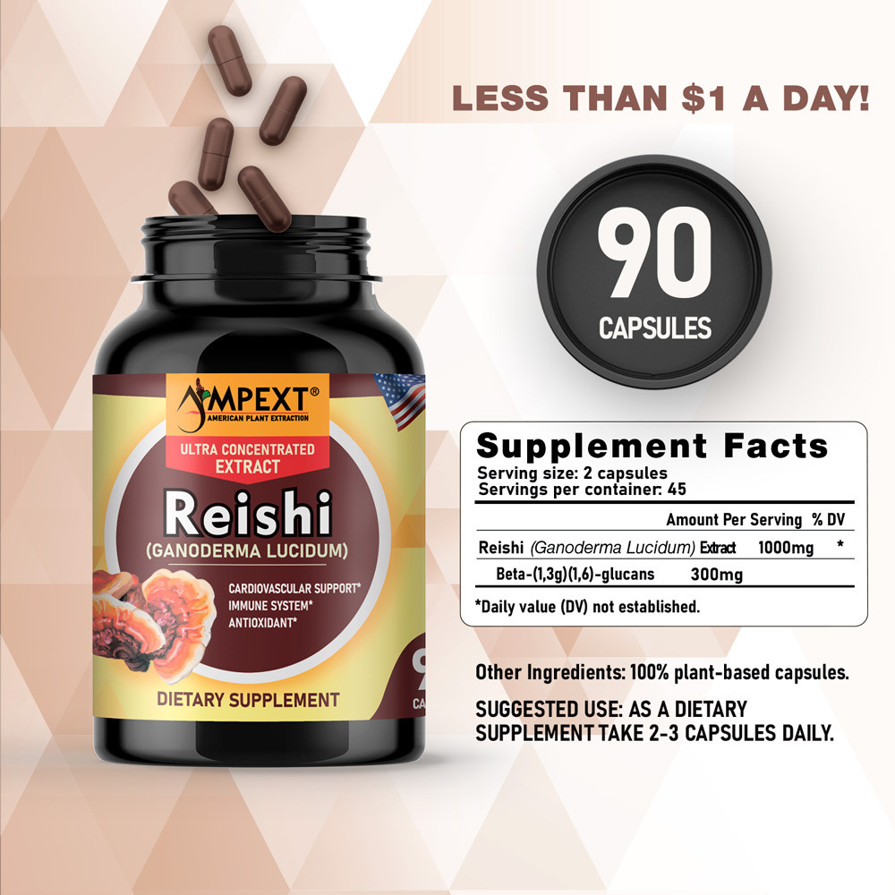 Reishi Extract – Only Fruiting Bodies, Over 30% Beta-Glucans, 90 caps