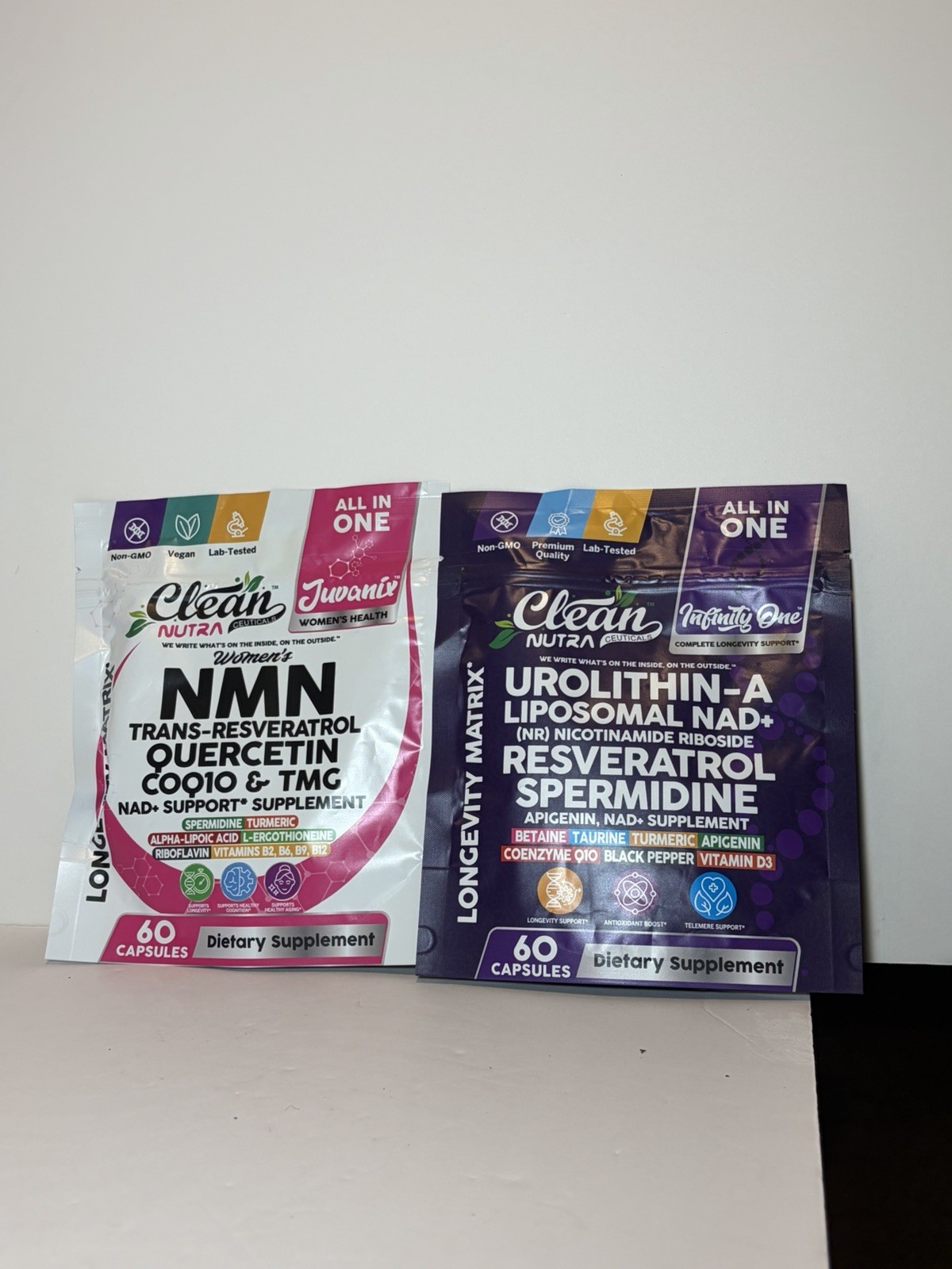 Clean Nutra Juvanix & Infinity One NAD+ & Longevity Support Vegan Capsules 60
