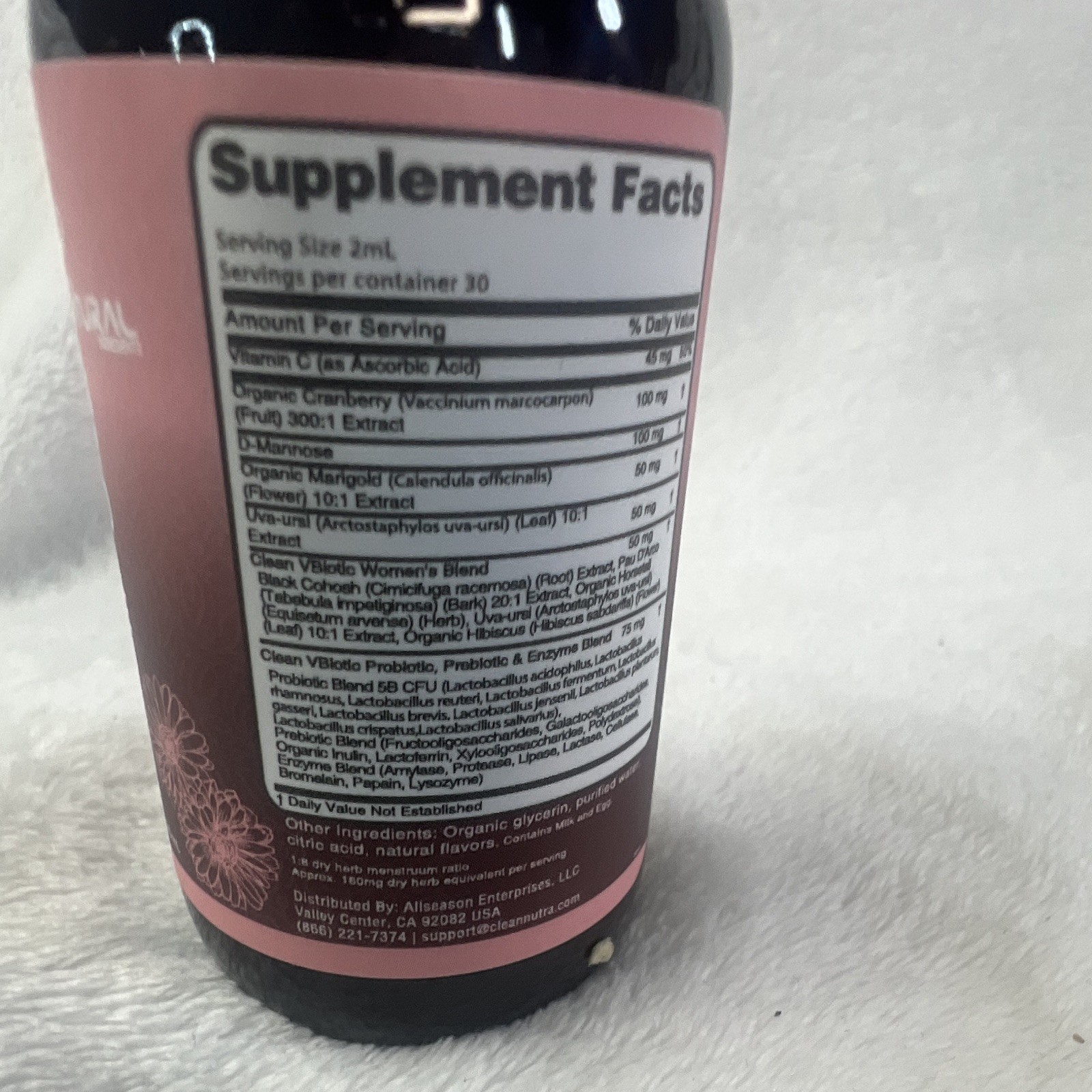 Clean Nutraceuticals VBIOtic Vaginal Probiotic Liquid Drops Cranberry 2 fl oz
