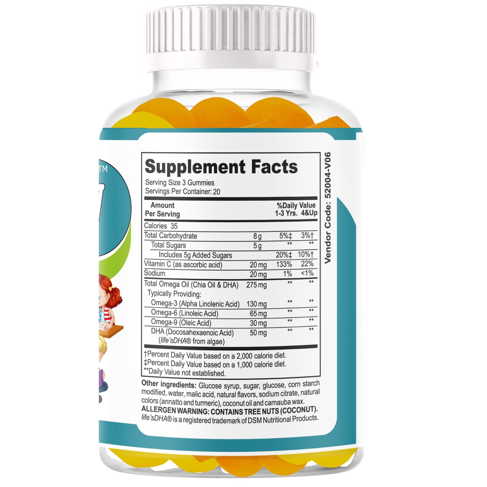 Brain Booster Kids Focus Gummies – DHA, EPA – Cognitive Support & Memory Boost