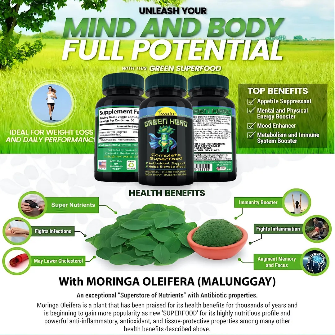 Moringa Whole Foods | Best Supplement Capsule Pill Men Women FREE SHIP