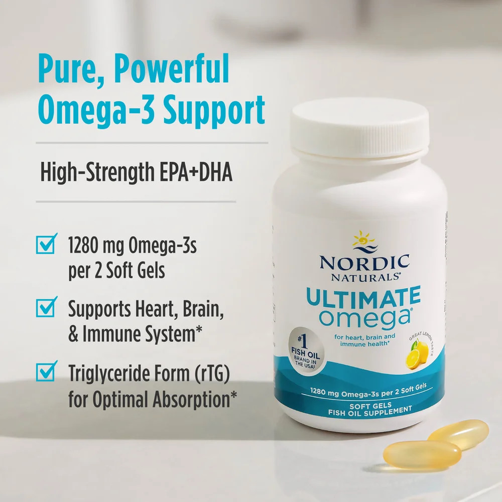 Nordic Naturals Ultimate Omega SoftGels – Concentrated Omega-3 Fish Oil, 60 ct