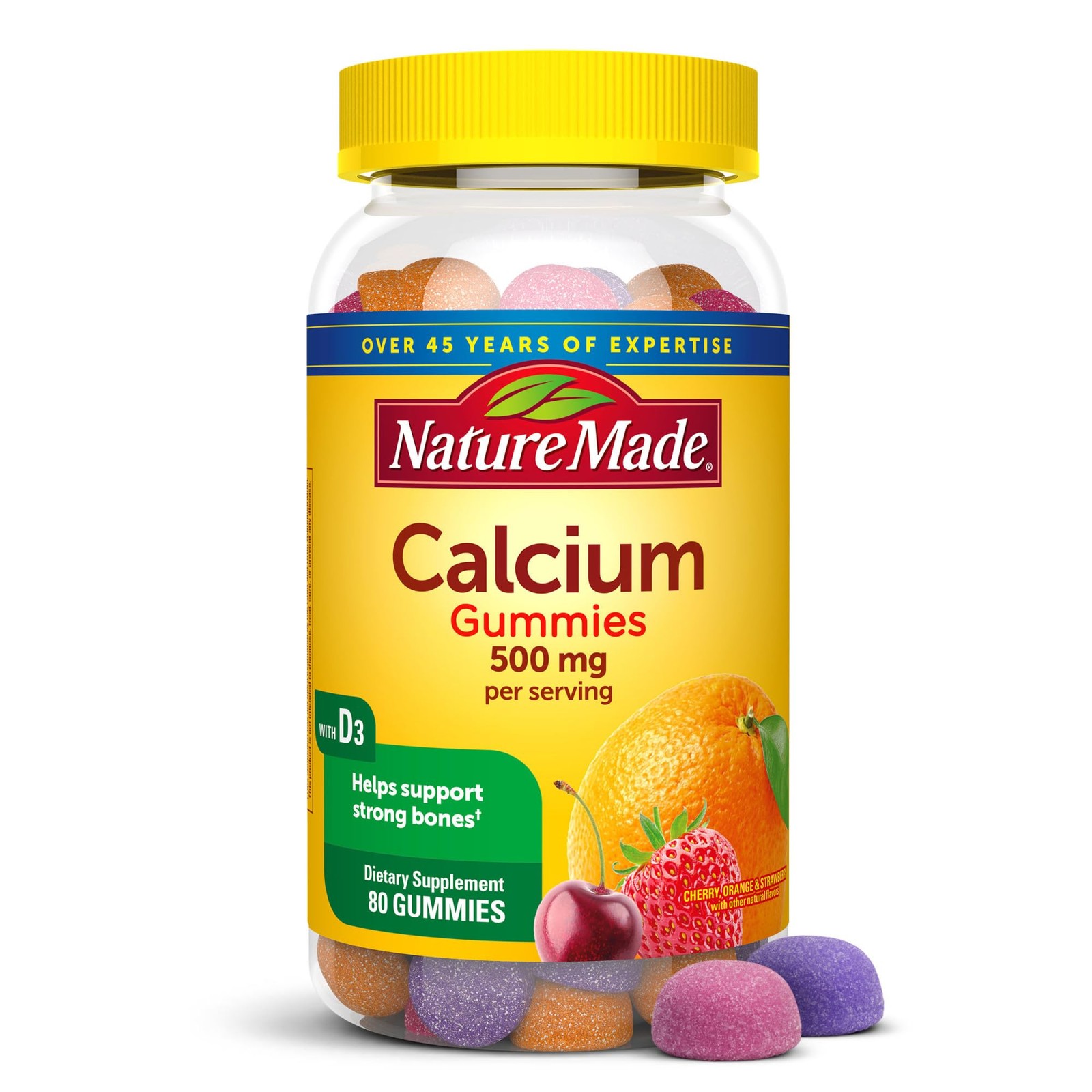 Nature Made Calcium Gummies 500 mg Per Serving with Vitamin D3, Dietary