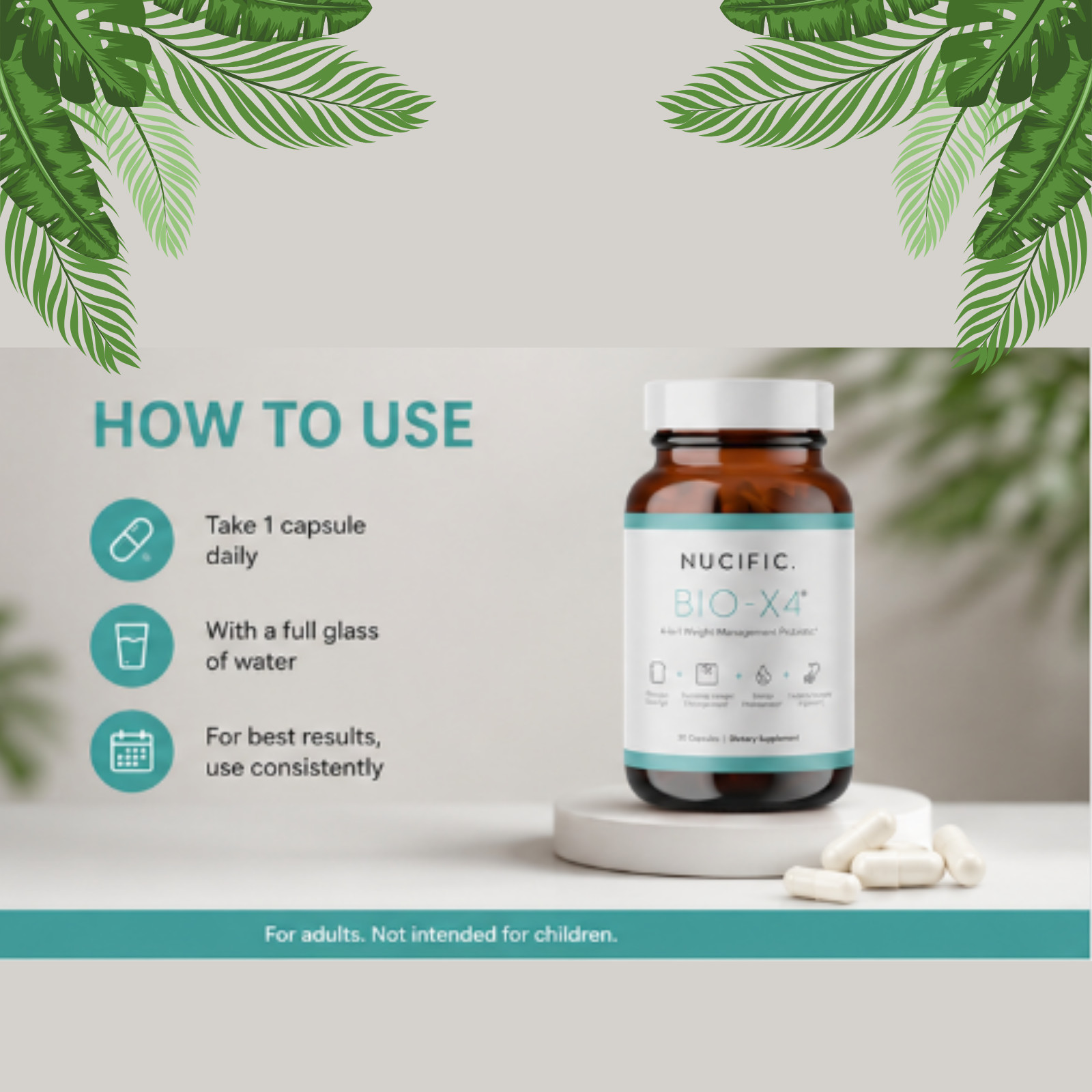 Nucific BIO-X4 4-in-1 Weight Management Probiotic capsules dietary supplement