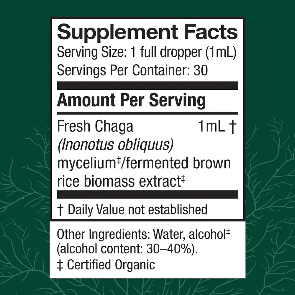 Host Defense Chaga Extract 1 Oz Organic Antioxidant Support Fungi Perfecti