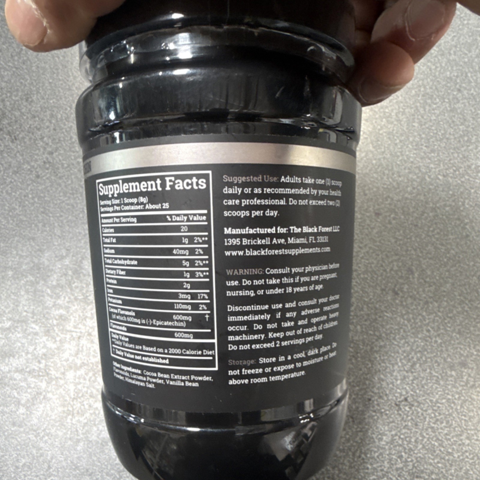 Black Forest Cocoa Flavanols Powder 1200mg 0 Sugar Heart Health Exp 07/2028