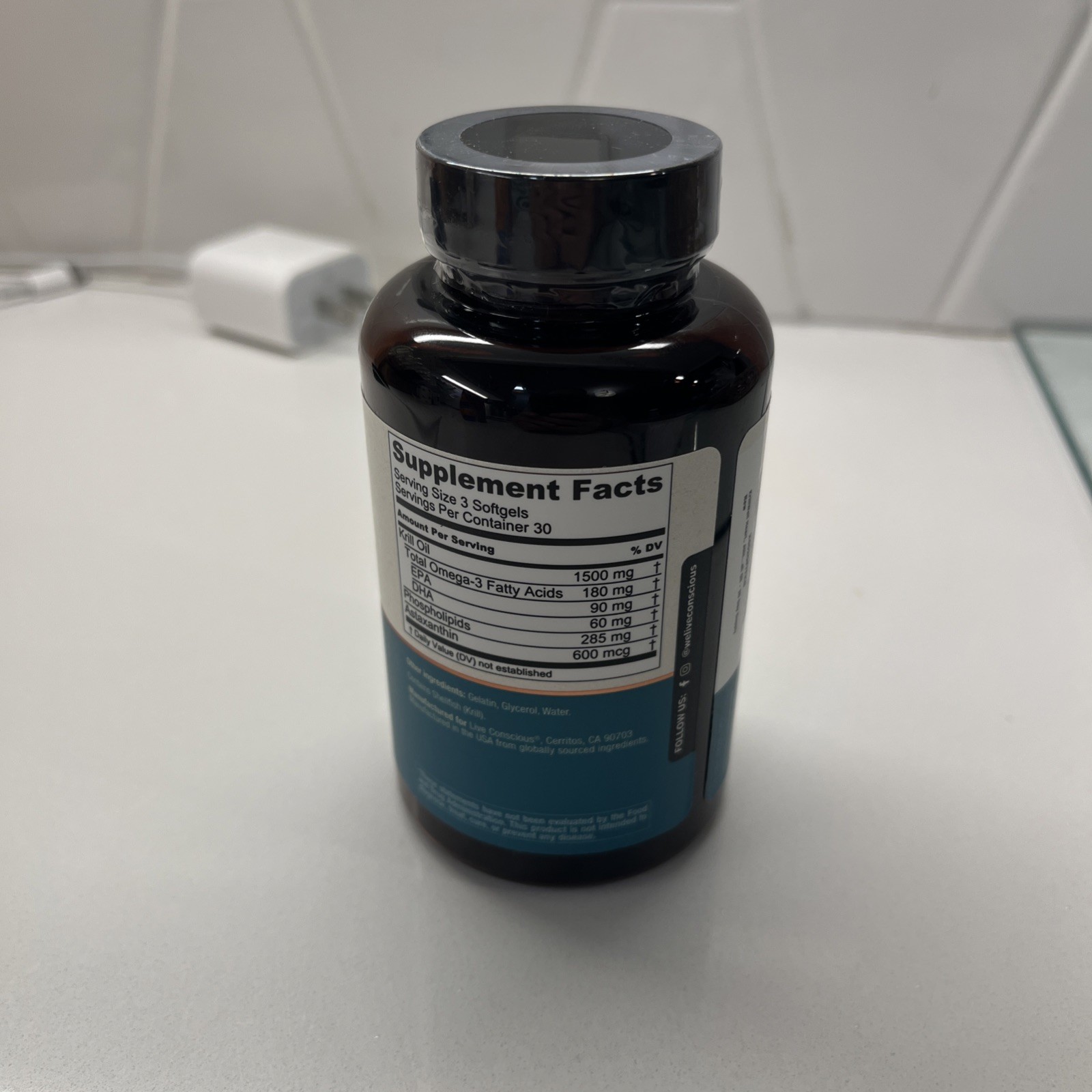 Live Conscious Krillwell 90 Softgels Expiration Date 12/2026