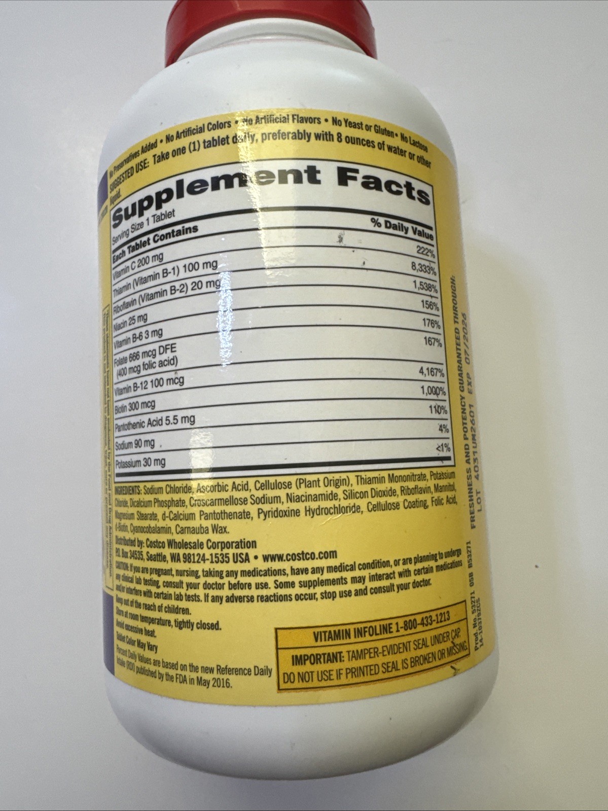Kirkland Signature Super B-Complex Electrolytes 500 Tablets Exp 07/2026